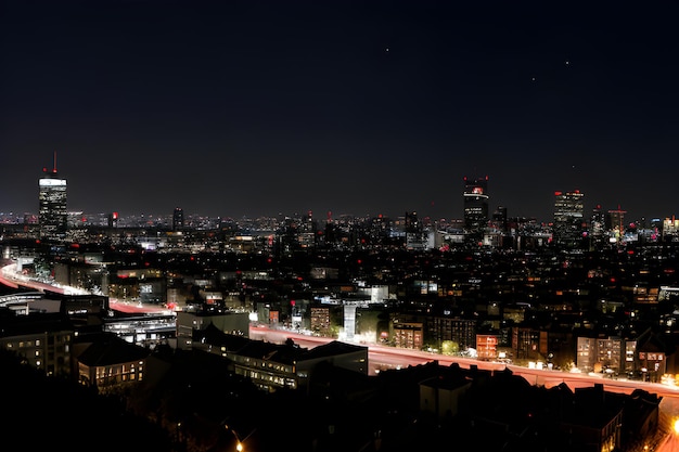 Photo a city skyline at night