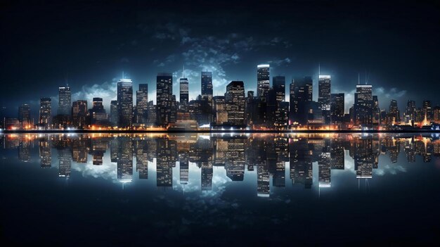 Photo a city skyline at night