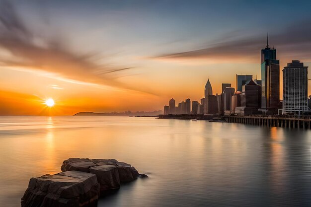 a city skyline with a city in the background and a city in the background