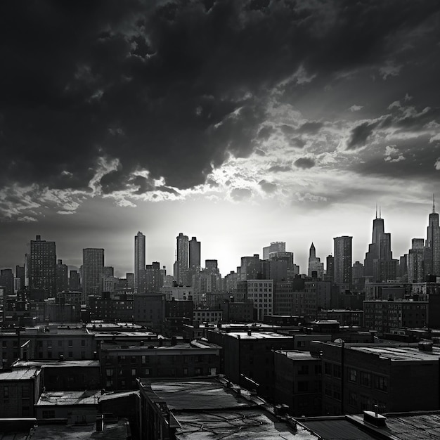 a city skyline with a city skyline in the background.