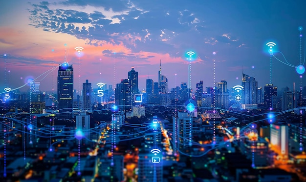 a city skyline with a lot of buildings and a city skyline