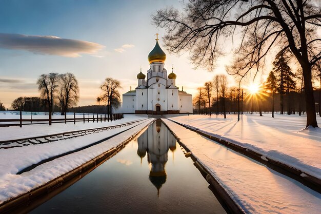 a city in the snow