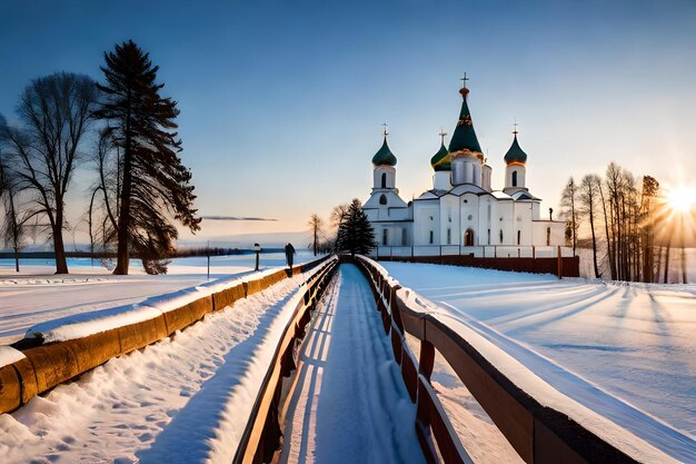 A city in the snow