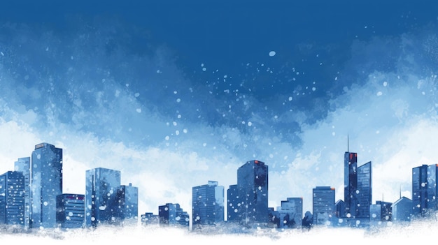 a city in the snow