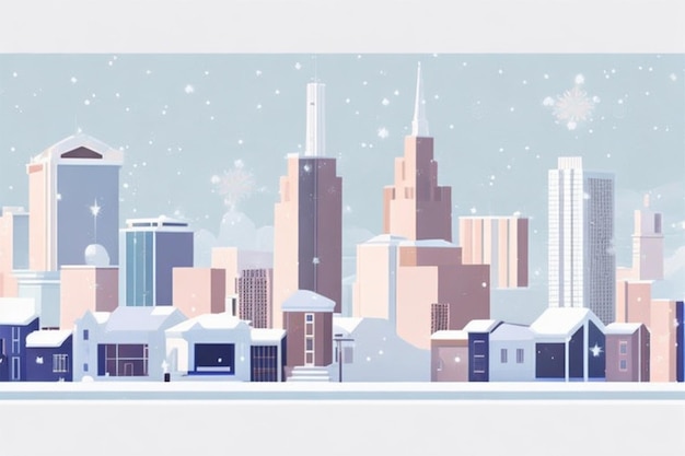 A city in the snow