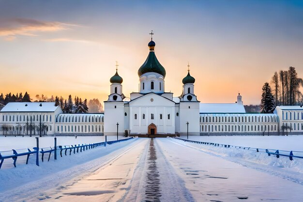 A city in the snow