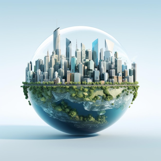 Photo a city in a sphere