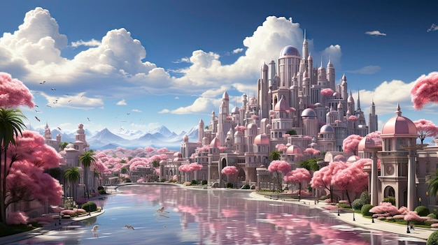 a city in the spring