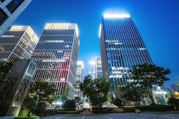 City square and modern high-rise buildings