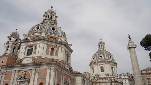 City square with a church or temple building action concept of architecture domes of ancient church