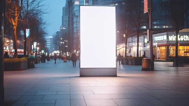 City street advertising mockup with blurred background and focus on foreground for banner and billboard placement