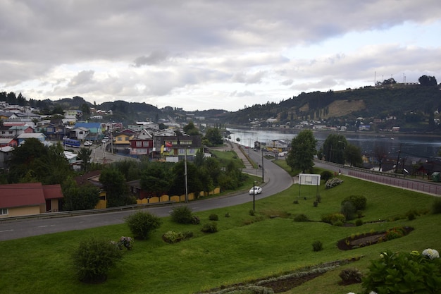 City street Chiloe Island Patagonia Chile