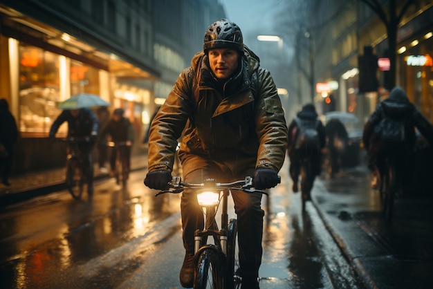 City Street Commuter riding a bicycle