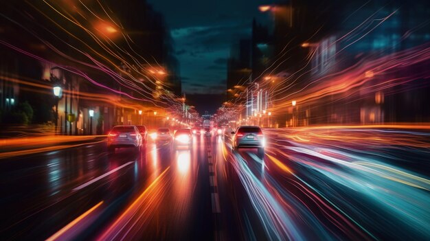 a city street filled with lots of traffic at night