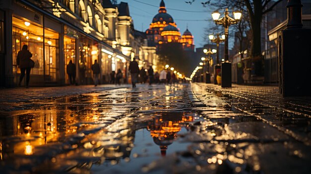 Premium AI Image  City Street Nighttime Photography Unveiling Urban 
