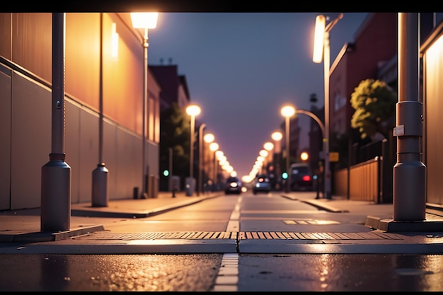 Фото Городская улица дорожная линия перекрестка уличные огни красивый городской обои фон