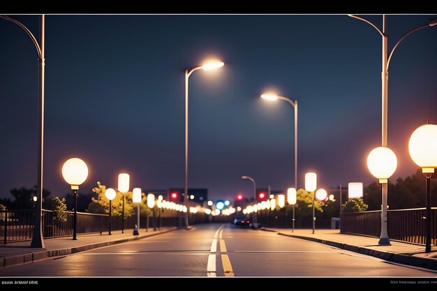 Photo city street road traffic line crossroad street lights beautiful city wallpaper background