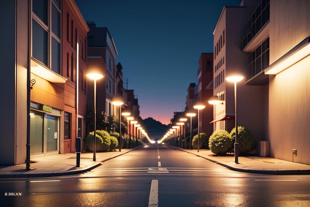 City street road traffic line crossroad street lights beautiful city wallpaper background