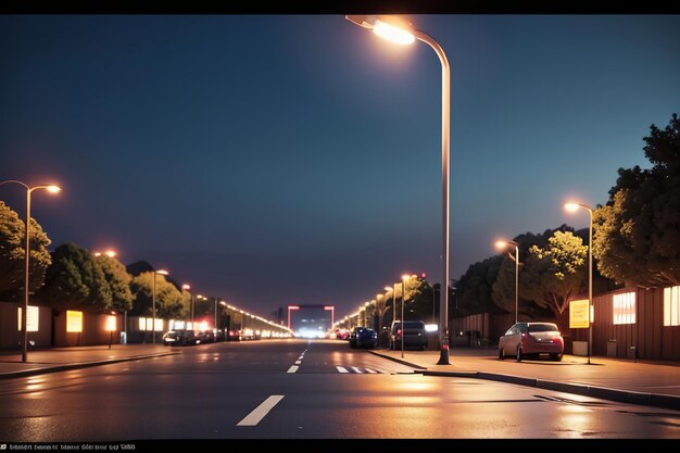 Photo city street road traffic line crossroad street lights beautiful city wallpaper background