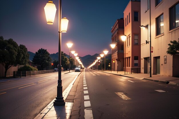 City street road traffic line crossroad street lights beautiful city wallpaper background