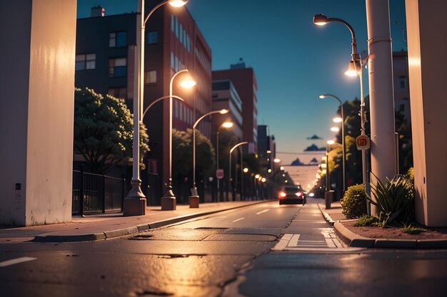 City street road traffic line crossroad street lights beautiful city wallpaper background