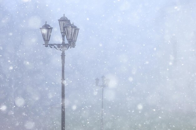 city street in snowfall background winter landscape abstract view