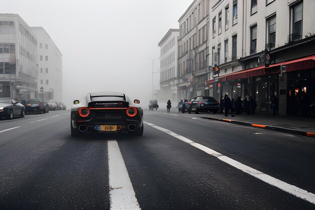 Photo city street volumetric closeup photo of super car in clothes