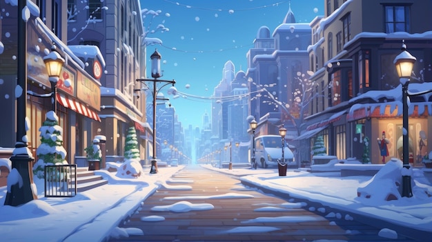 A city street at winter