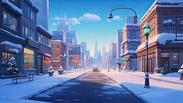 A city street at winter