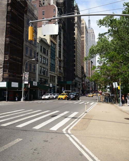 City street with buildings in background