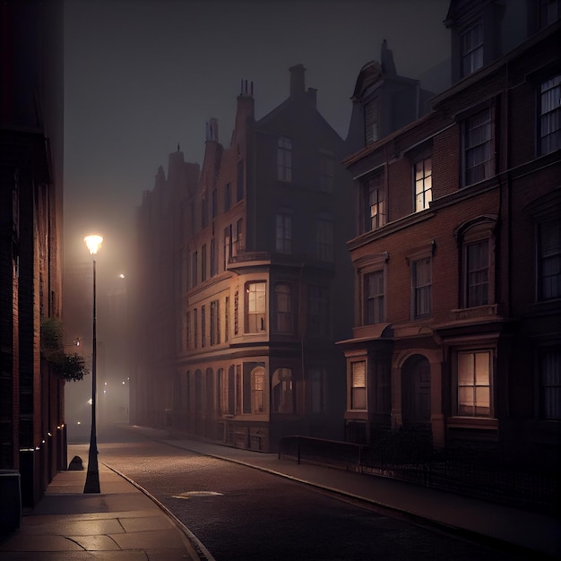 City street with lamp scene generative AI