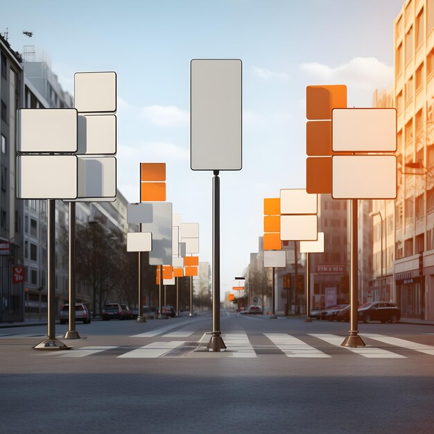 Foto le strade della città adornate da cartelli informativi