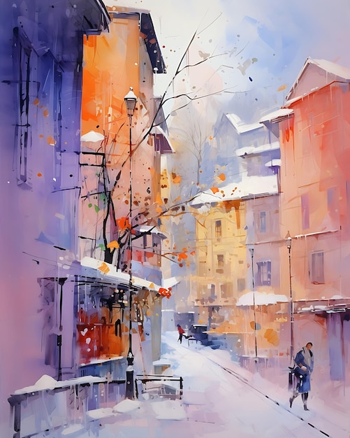 City Streets and Buildings Watercolor Paintings