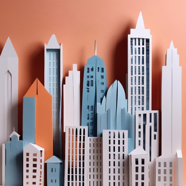 Photo city syscraper buildings made of paper traditional papercut paper crafted handmade decoration