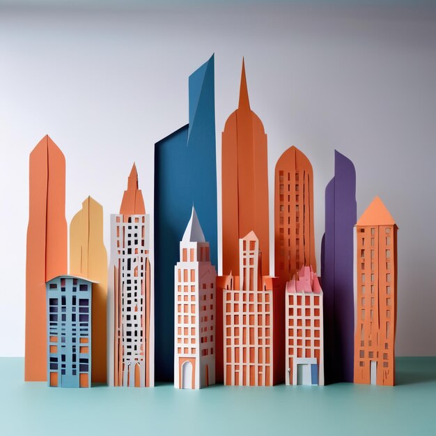 Photo city syscraper buildings made of paper traditional papercut paper crafted handmade decoration