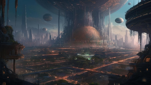 Город, который служит космическим кораблем, путешествующим с помощью искусственного интеллекта