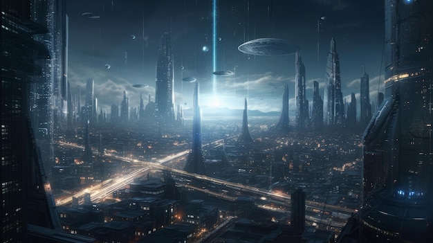 A city that doubles as a spaceship traveling through AI generated