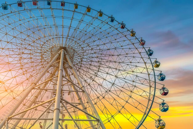 City theme park ferris wheel close-up