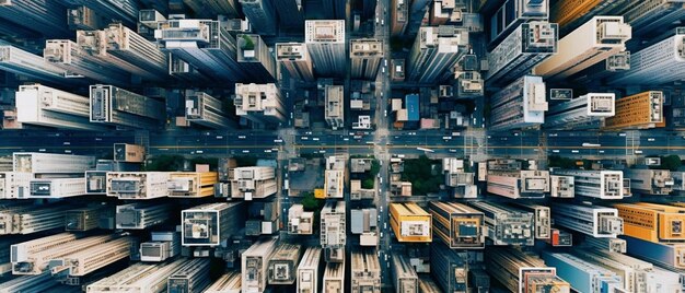 사진 홍콩 시의 무인 항공기 에 의한 초고층 건물 의 도시 상단 전망