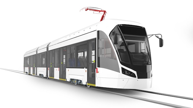 Photo city tram 3d rendering isolated on white background