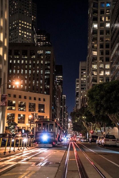 The city tram ending its way one night