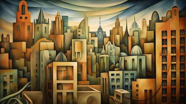 City wallpaper background design, cityscape, generative ai, town, village, sky, buildings