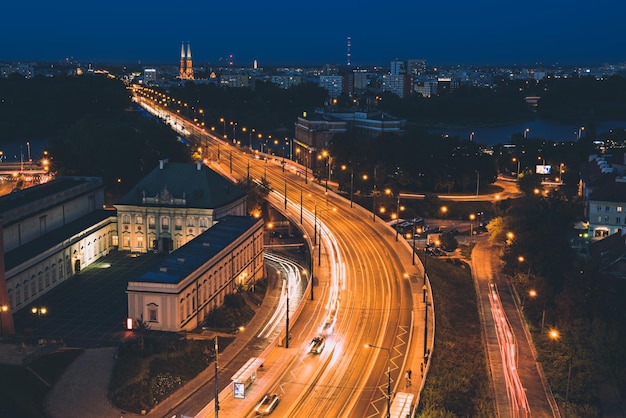 City of Warsaw by night