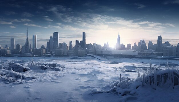 city wide shot winter