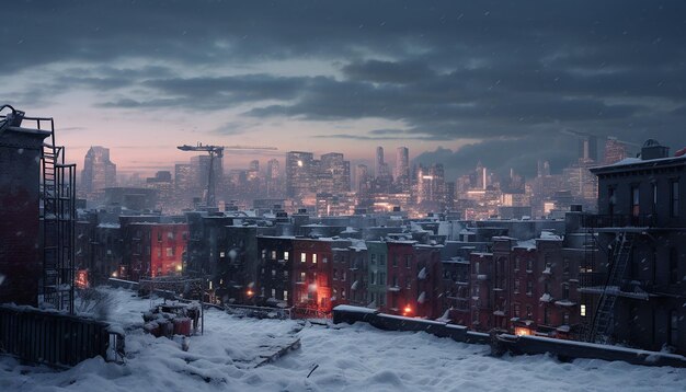 City wide shot winter