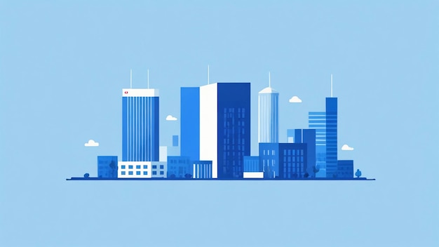 Photo a city with a blue background and a city in the background