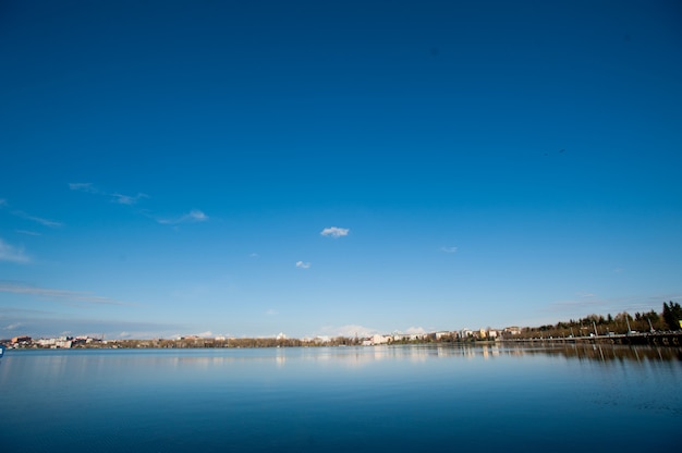 City with blue sky