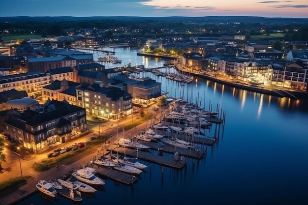 Photo a city with boats and a marina in the background