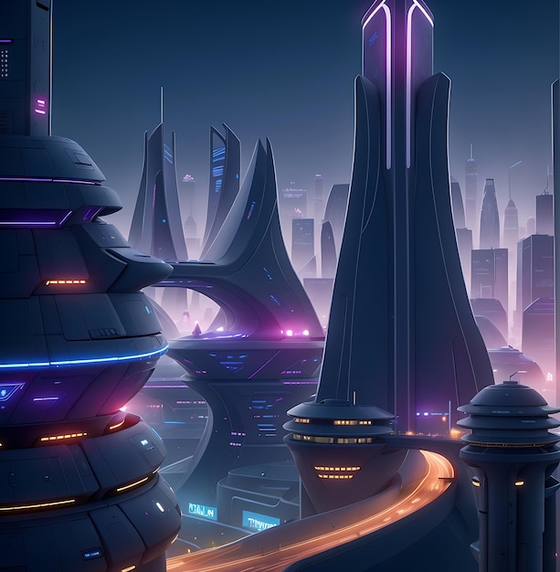 a city with a futuristic city in the background