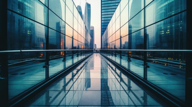 A city with a glass floor and a walkway that says